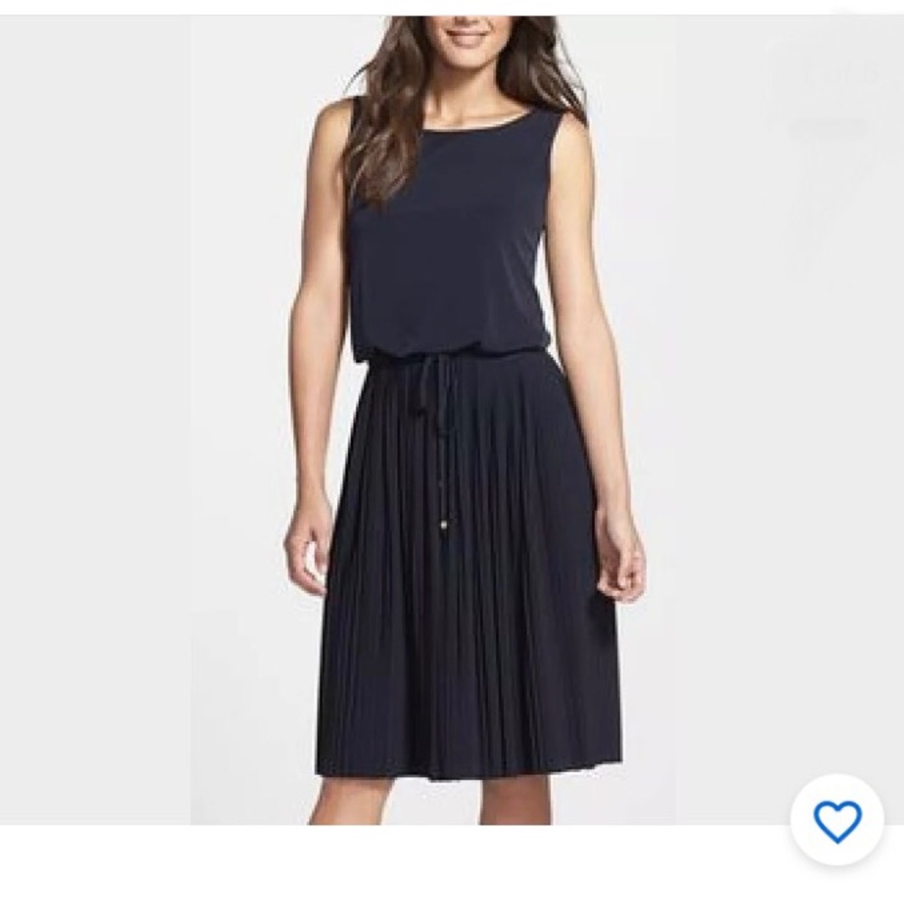 Ivanka Trump Navy Pleated Bottom Tea Dress Size 10